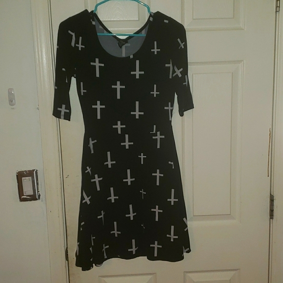 Forever21 Black Cross Skater Dress - Picture 1 of 3
